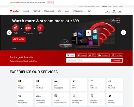 website thubmnail of Bharti Airtel Ltd