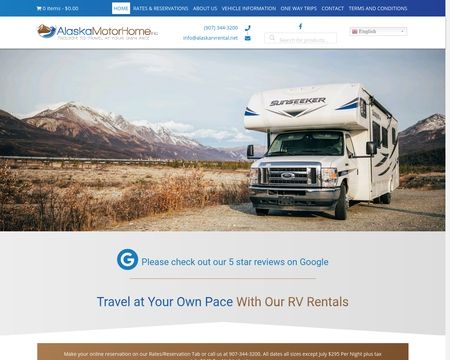 website thubmnail of Alaska RV Rental