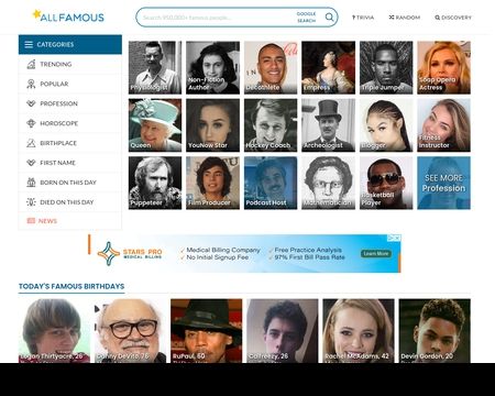 website thubmnail of Allfamous.org