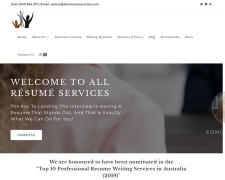 website thubmnail of All Resume Services