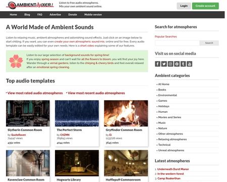 website thubmnail of Ambientmixer