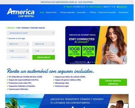 website thubmnail of Americacarrental.com.mx
