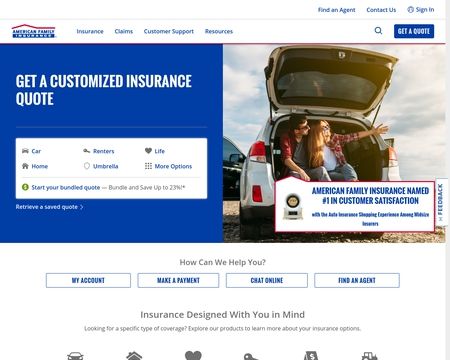 website thubmnail of American Family Insurance