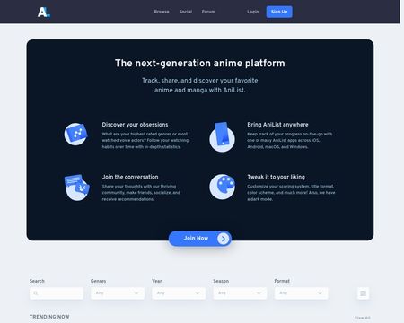 website thubmnail of AniList