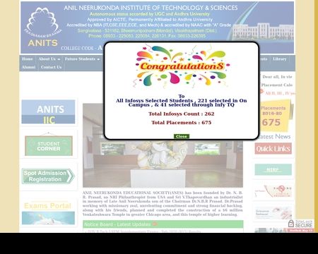 website thubmnail of Anits.edu.in