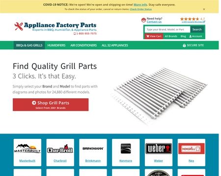 website thubmnail of Appliance Factory Parts