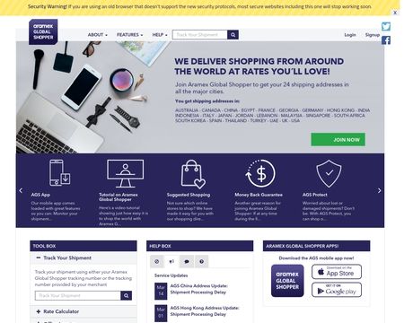 website thubmnail of Aramexglobalshopper