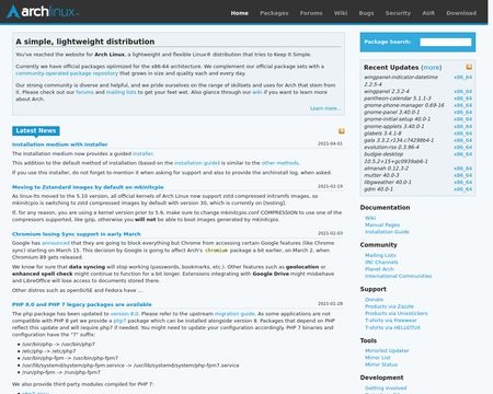 website thubmnail of Archlinux.org