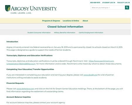 website thubmnail of Argosy University