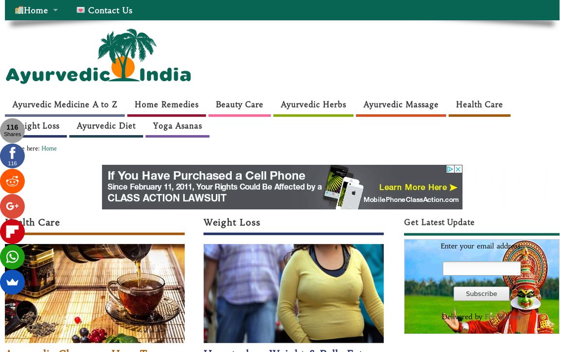 website thubmnail of Ayurvedicindia.info