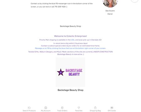 website thubmnail of Backstagebeauty.company.site