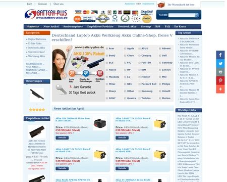 website thubmnail of Battery-plus.de