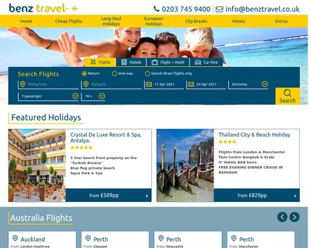 website thubmnail of Benztravel.co.uk