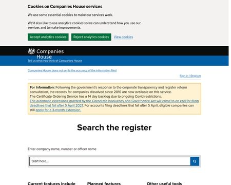 website thubmnail of Companies House Service