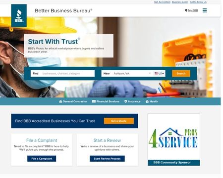 website thubmnail of Better Business Bureau
