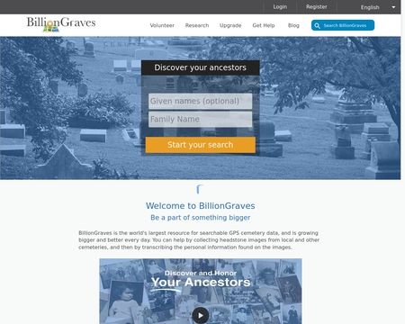 website thubmnail of BillionGraves