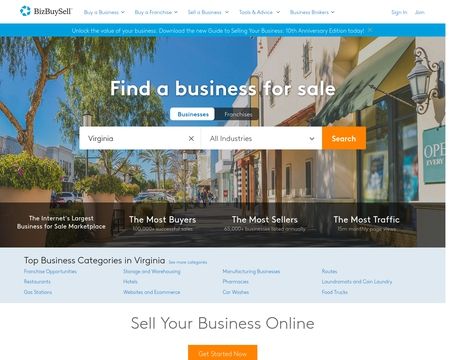 website thubmnail of Bizbuysell