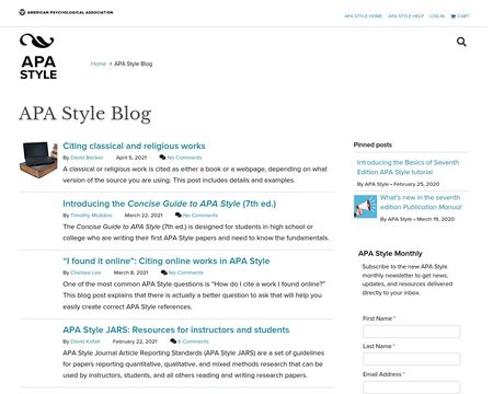 website thubmnail of APA Style Blog