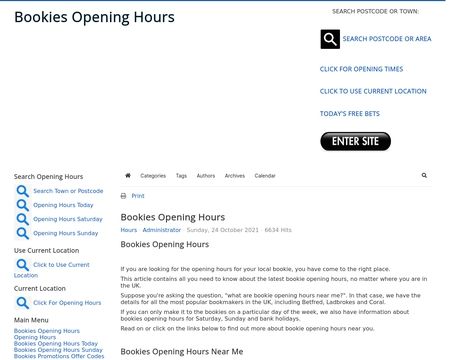 website thubmnail of Bookieshours.co.uk