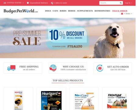 website thubmnail of BudgetPetWorld.com