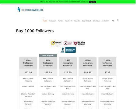 website thubmnail of Buy1000followers.co