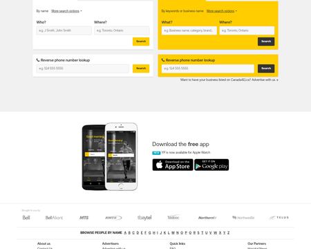 website thubmnail of Canada411.ca