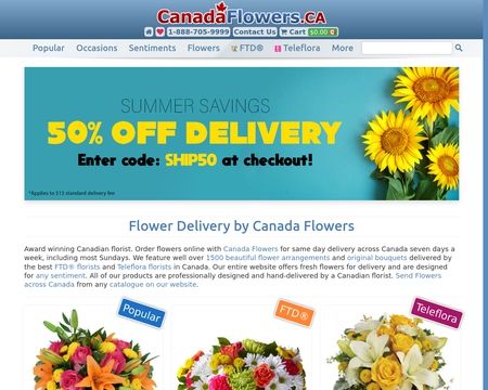 website thubmnail of Canadaflowers.ca