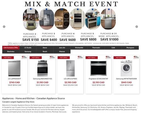 website thubmnail of CanadianAppliance.ca