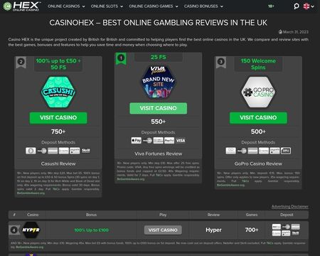 website thubmnail of Casinohex.co.uk