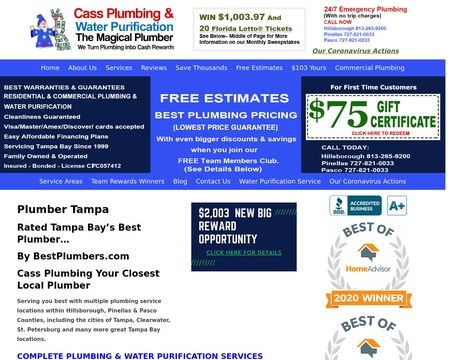 website thubmnail of Cass Plumbing Tampa Bay
