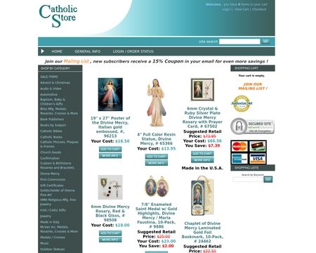 website thubmnail of Catholic Religious Store Medals Books Rosaries 2018