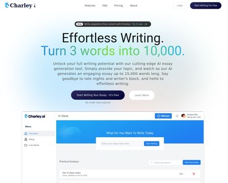 website thubmnail of Charley.ai