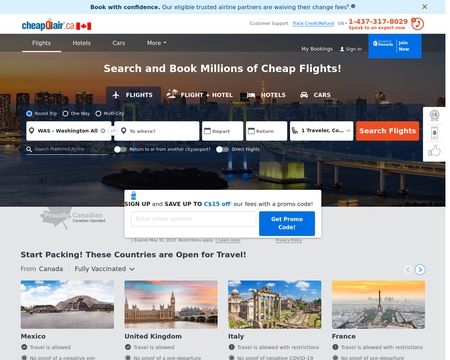website thubmnail of CheapOair.ca