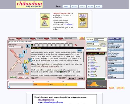 Chihuahua Daily Online Word Puzzle