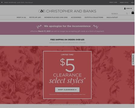 website thubmnail of Christopher and Banks