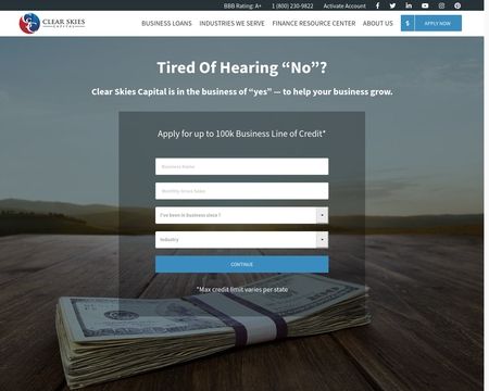 website thubmnail of Clearskiescapital