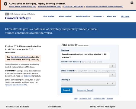 website thubmnail of ClinicalTrials.gov
