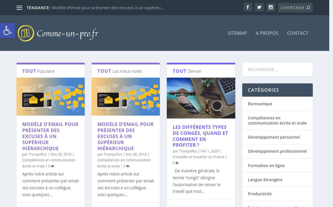 website thubmnail of Comme-un-pro.fr