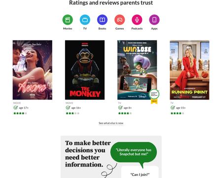 website thubmnail of Common Sense Media