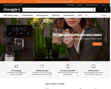 website thubmnail of Consiglio's Kitchen