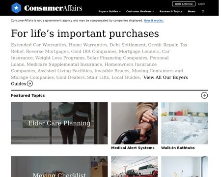 website thubmnail of ConsumerAffairs