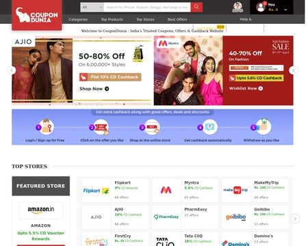 website thubmnail of CouponDunia