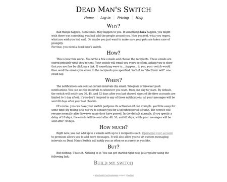 website thubmnail of Deadmansswitch.net