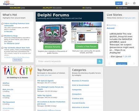website thubmnail of Delphi Forums Home