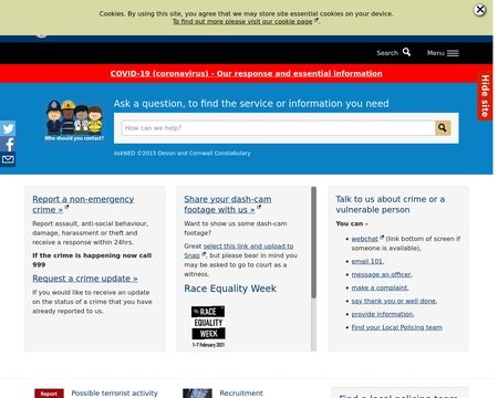 website thubmnail of Devon and Cornwall Police