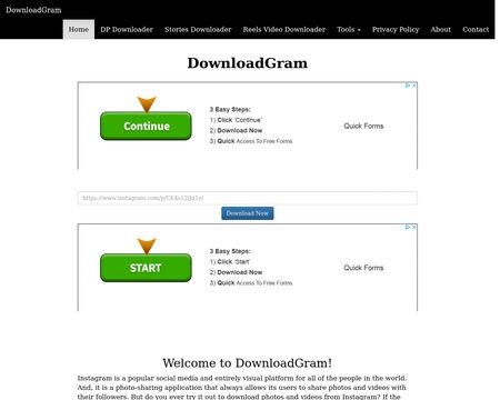 website thubmnail of Downloadgram.app