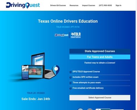 website thubmnail of Driving Quest