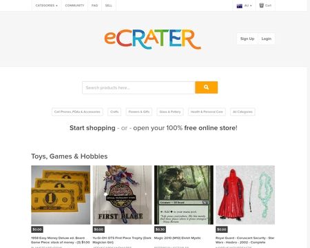 website thubmnail of Ecrater.com.au