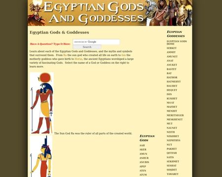 website thubmnail of Egyptian Gods And Goddesses