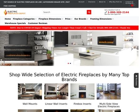 website thubmnail of Electricfireplacedepot